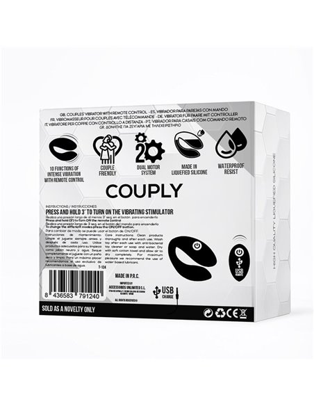 Couply Juguete para Parejas con Control Remoto USB Unibody Silicona Líquida