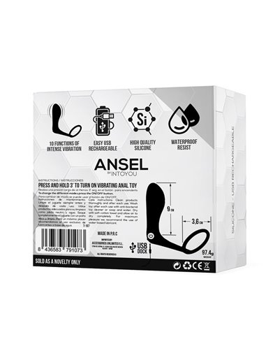 Ansel Plug Anal con Vibración y Anillo USB Silicona
