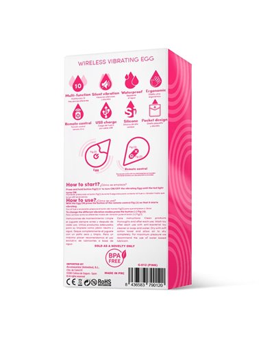 Huevo Vibrador Control Remoto USB Silicona Rosa