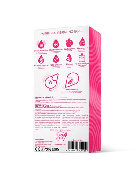 Huevo Vibrador Control Remoto USB Silicona Rosa