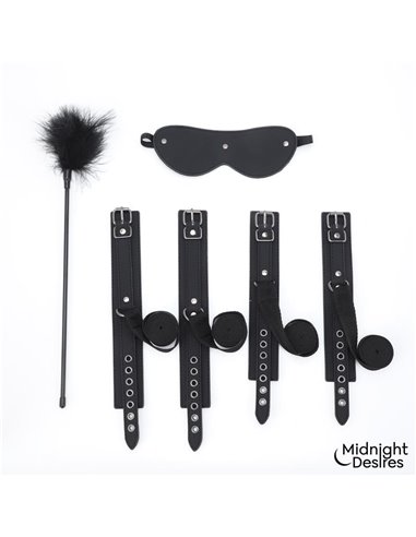 Set Bondage con Esposas, Antifaz y Pluma Estimuladora