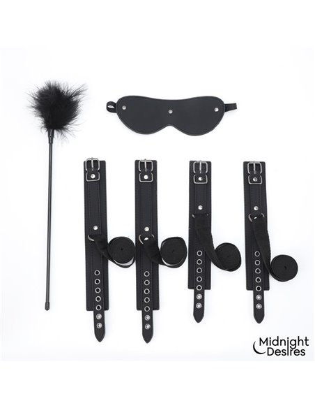 Set Bondage con Esposas, Antifaz y Pluma Estimuladora