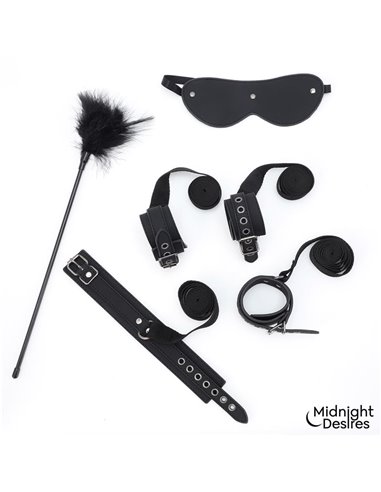 Set Bondage con Esposas, Antifaz y Pluma Estimuladora