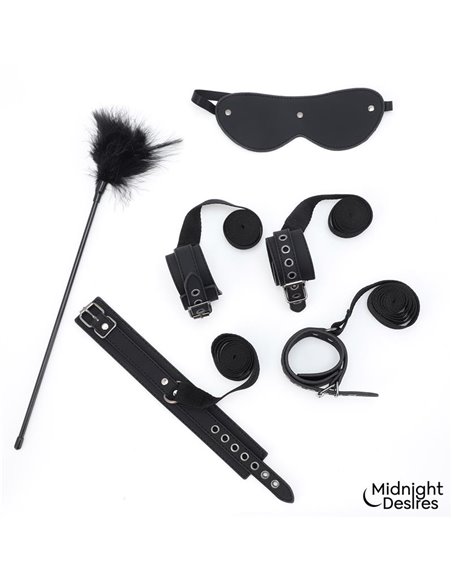 Set Bondage con Esposas, Antifaz y Pluma Estimuladora