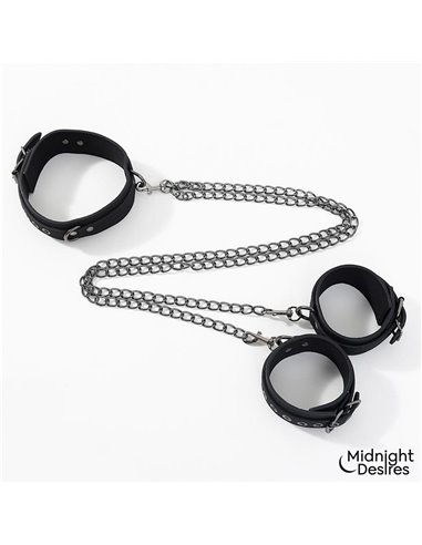 Collar con Esposas para Tobillos con Cadena