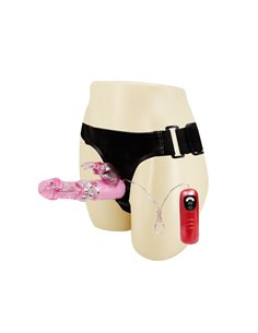 Baile Arnés con Dildo Vibrador Rosa 18 cm 2