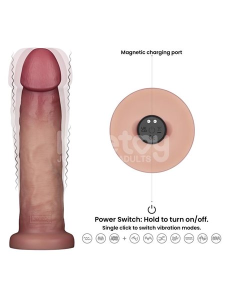 Dildo con Vibración Piel Deslizante Silicona Dual Layer 9