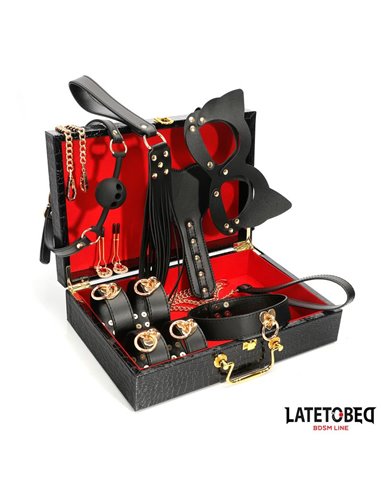 Kit Bondage de 8 Pz Cuero con Maletín de Almacenaje