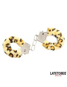 Esposas de Metal Furry con Pelo Animal Print Leopardo 2