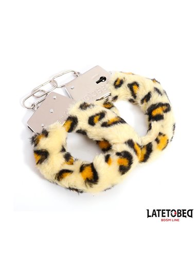 Esposas de Metal Furry con Pelo Animal Print Leopardo