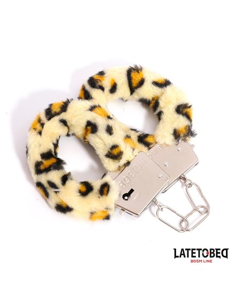 Esposas de Metal Furry con Pelo Animal Print Leopardo