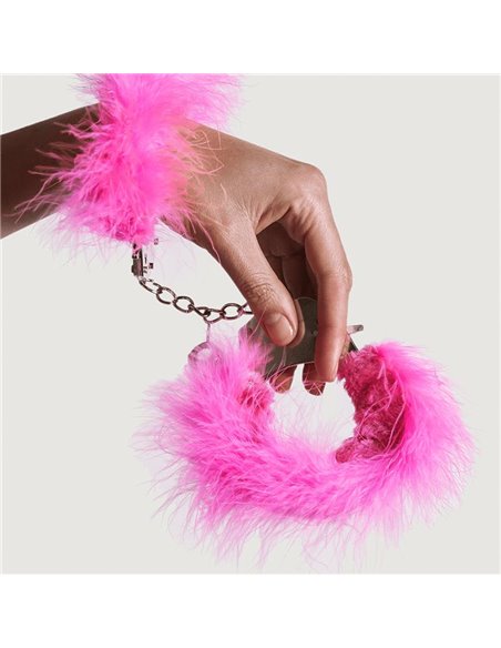 Esposas Metal con Plumas Rosa