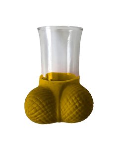 Chupito de Cristal con Testiculos Dorado