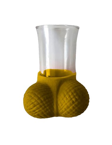 Chupito de Cristal con Testiculos Dorado