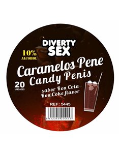 20 Caramelos Forma de Pene Sabor Ron Cola