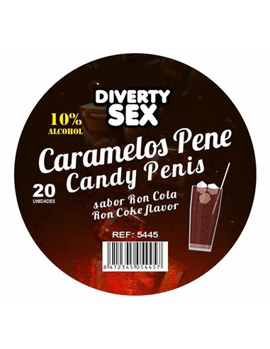 20 Caramelos Forma de Pene Sabor Ron Cola