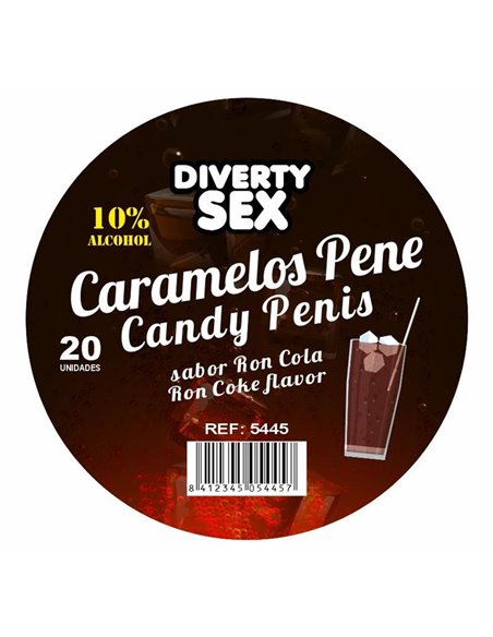 20 Caramelos Forma de Pene Sabor Ron Cola