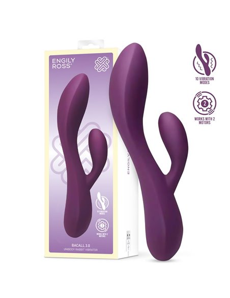 Bacall 3.0 Vibrador Silicona Liquida Inyectada Doble Motor USB Púrpura