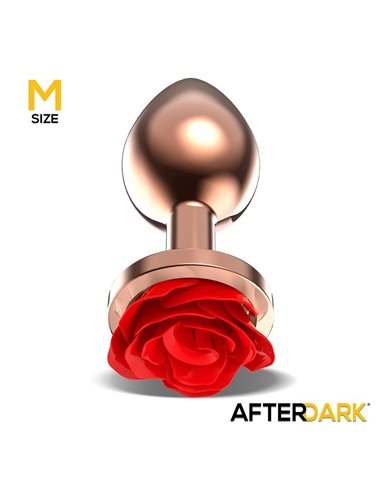 Rose Plug Anal Oro Rosa con Rosa Roja en la Base Talla M