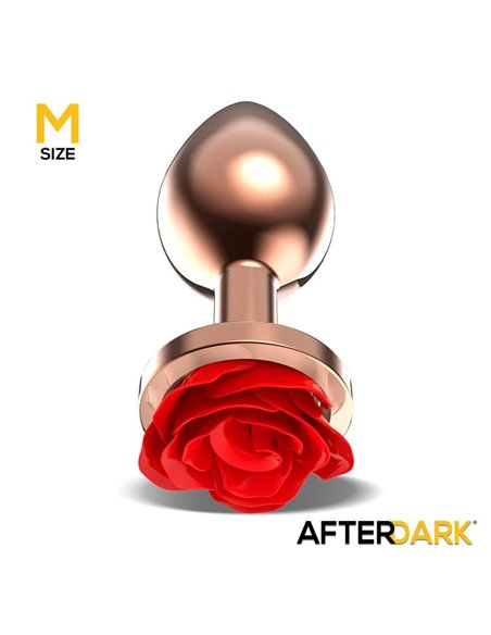 Rose Plug Anal Oro Rosa con Rosa Roja en la Base Talla M