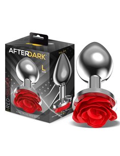 Plug Anal de Metal con Rosa Roja en la Base Talla L