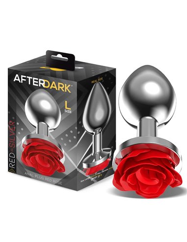 Plug Anal de Metal con Rosa Roja en la Base Talla L