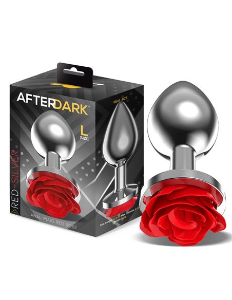 Plug Anal de Metal con Rosa Roja en la Base Talla L