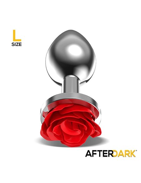 Plug Anal de Metal con Rosa Roja en la Base Talla L