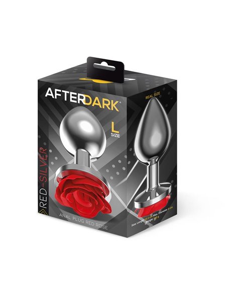 Plug Anal de Metal con Rosa Roja en la Base Talla L