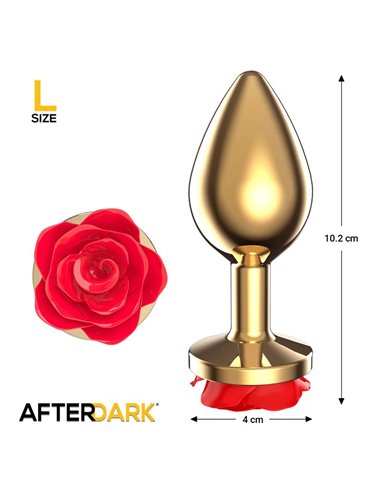 Plug Anal de Metal Dorado con Rosa Roja en la Base Talla L