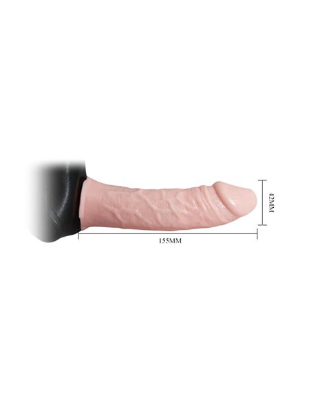 Arnés con Dildo Hueco y Vibración 15.5 x 4.2 cm Natural