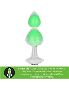 Gemoria Plug Anal Silicona Bola Interna Acero Brilla en la Oscuridad