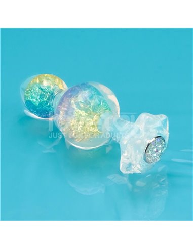 Gemoria Plug Anal de Silicona con Centro de Cristal Multicolor