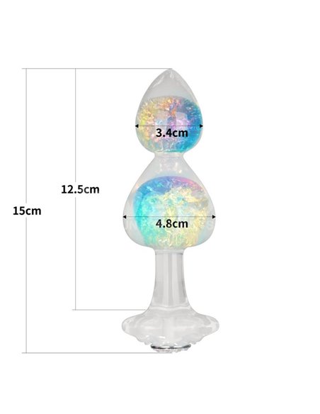 Gemoria Plug Anal de Silicona con Centro de Cristal Multicolor