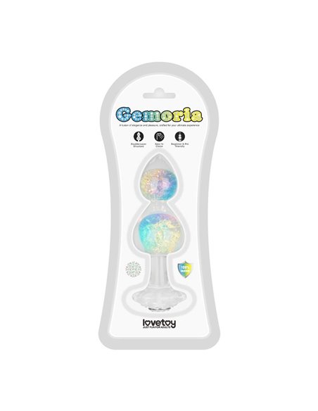 Gemoria Plug Anal de Silicona con Centro de Cristal Multicolor