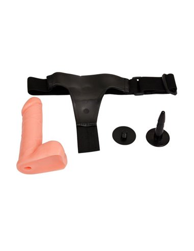 Arnés con Dildo y Testículos 17.5 cm