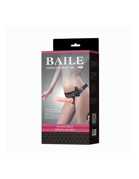Baile Arnés con Dildo Vibrador Natural 18.5 cm