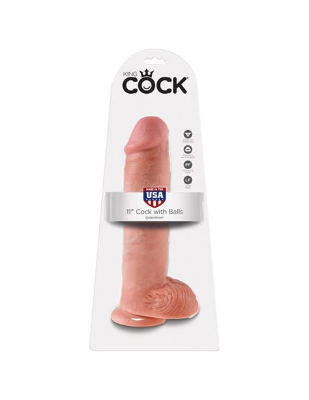 King Cock Pene con Testículos de 11 - Color Natural