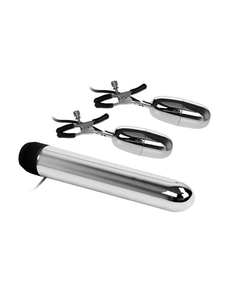 Baile Set Bala Vibrador y Pinzas para Pezones con Vibración Turbo