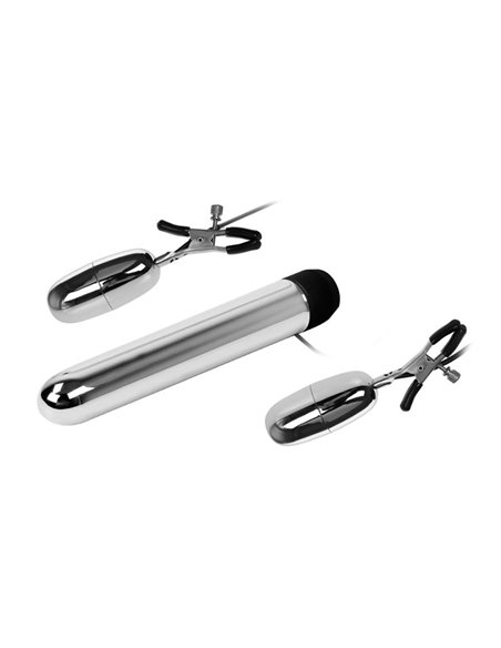 Baile Set Bala Vibrador y Pinzas para Pezones con Vibración Turbo