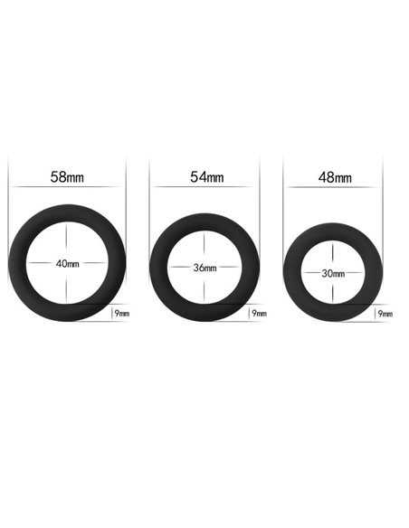 Pack de 3 Anillos para el Pene Power Plus Negro