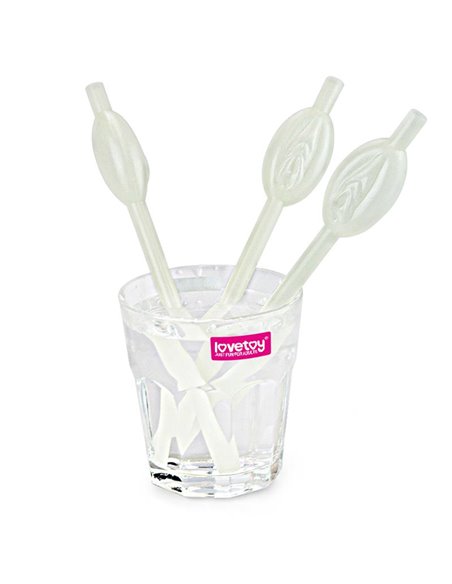 Pajita de Vagina Brilla en la Oscuridad Pack de 9