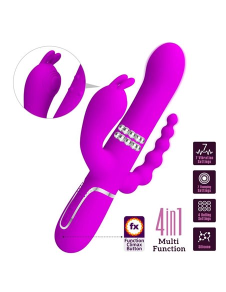 Cammy 4 in 1 Vibrador con Bolas Rotadoras y Cadena Anal