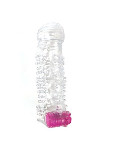 Funda para el Pene Texturizada con Bala Vibradora Transparente