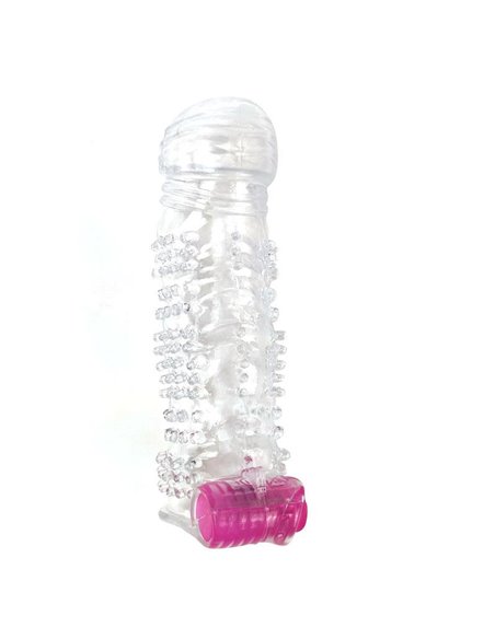 Funda para el Pene Texturizada con Bala Vibradora Transparente