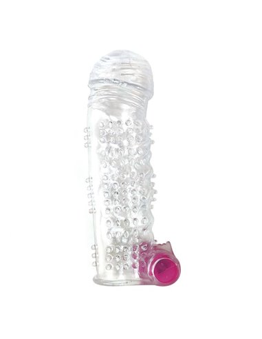 Funda para el Pene Texturizada con Bala Vibradora Transparente