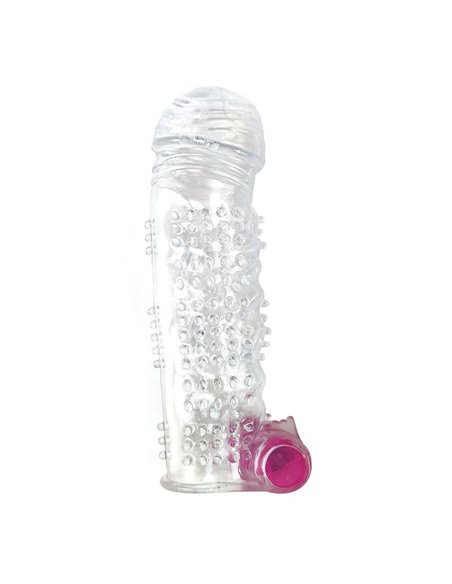 Funda para el Pene Texturizada con Bala Vibradora Transparente