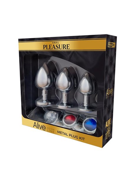 Set de 3 Plug de Metal con Joya