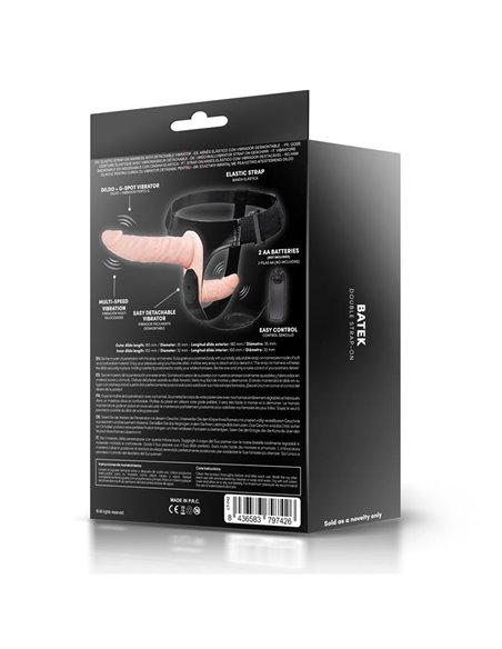 Batek Arnés con Dildo Doble Desmontable, Punto G y Vibración Control Remoto