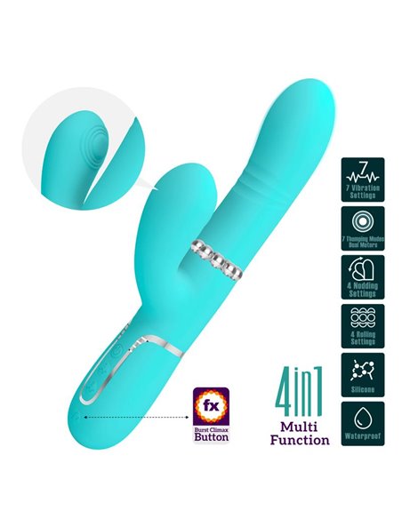 Mariana Vibrador 4 en 1 Silicona Turquesa